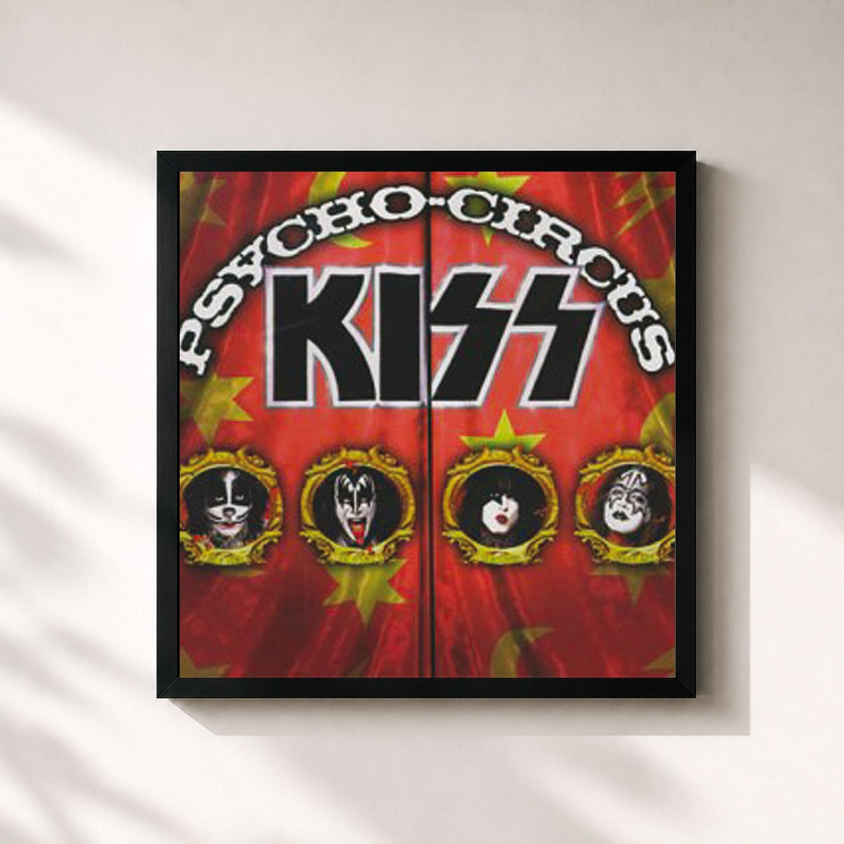 #noir Psycho Circus von KISS als quadratischer Kunstdruck, schwarzer Rahmen 32x32 cm
