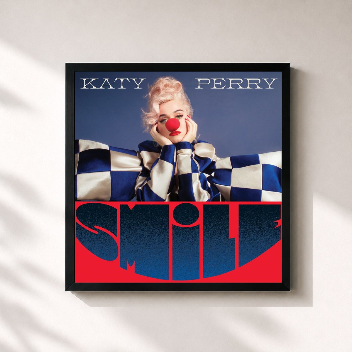 #noir Tableau carré de l'album Smile de Katy Perry, cadre noir 32x32 cm
