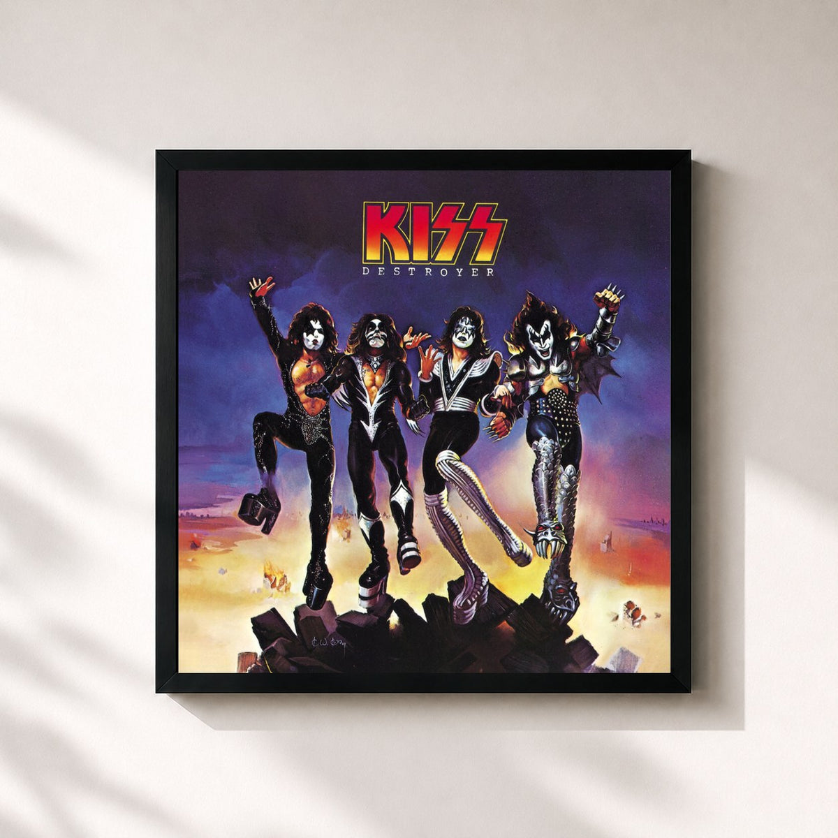 #noir Destroyer von KISS als quadratischer Kunstdruck, schwarzer Rahmen 32x32 cm