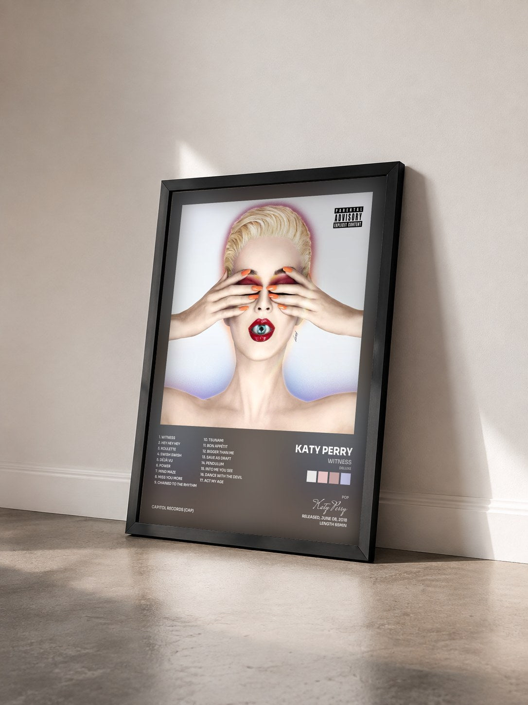 #noir Tableau de l'album Witness (Deluxe) de Katy Perry vu de trois quarts, cadre noir