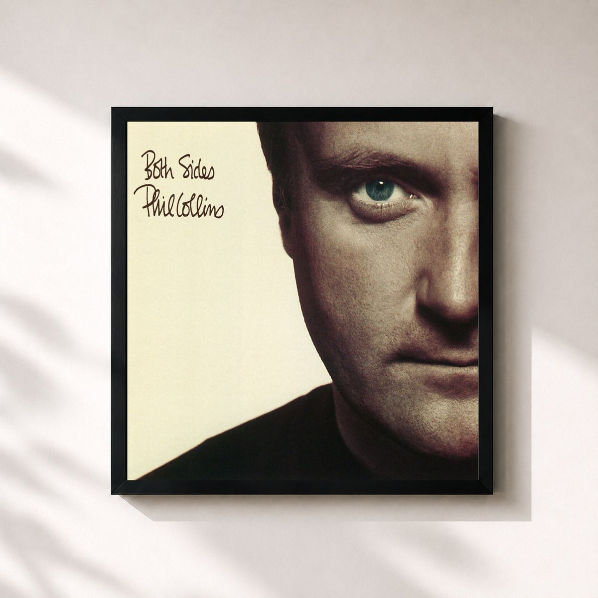 #noir Tableau carré de l'album Both Sides (2015 Remaster) de Phil Collins, cadre noir 32x32 cm