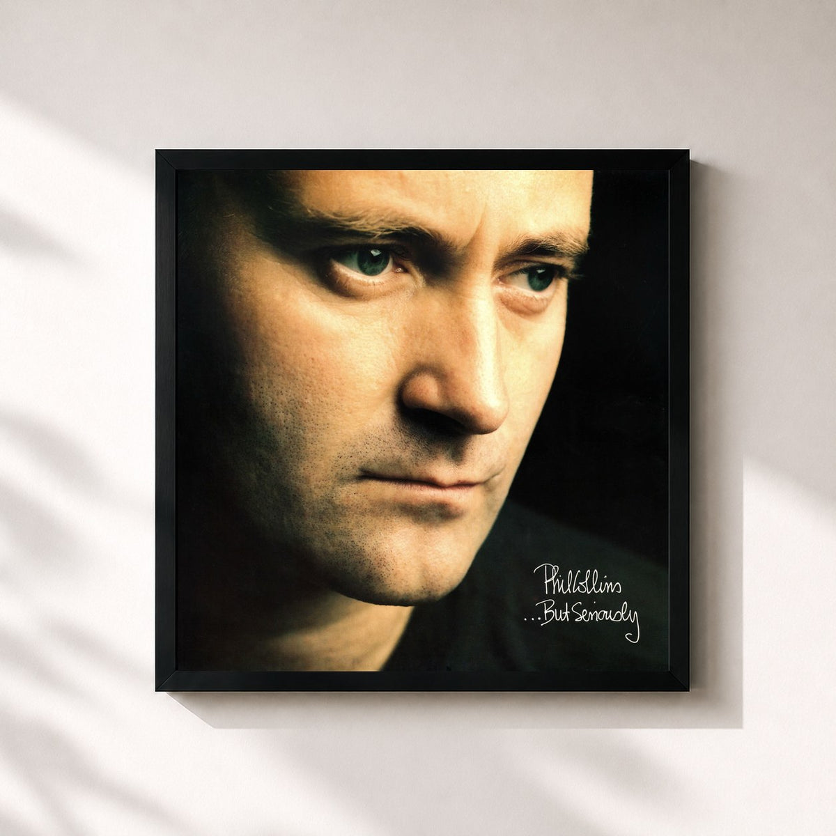 #noir Tableau carré de l'album ...But Seriously (2016 Remaster) de Phil Collins, cadre noir 32x32 cm