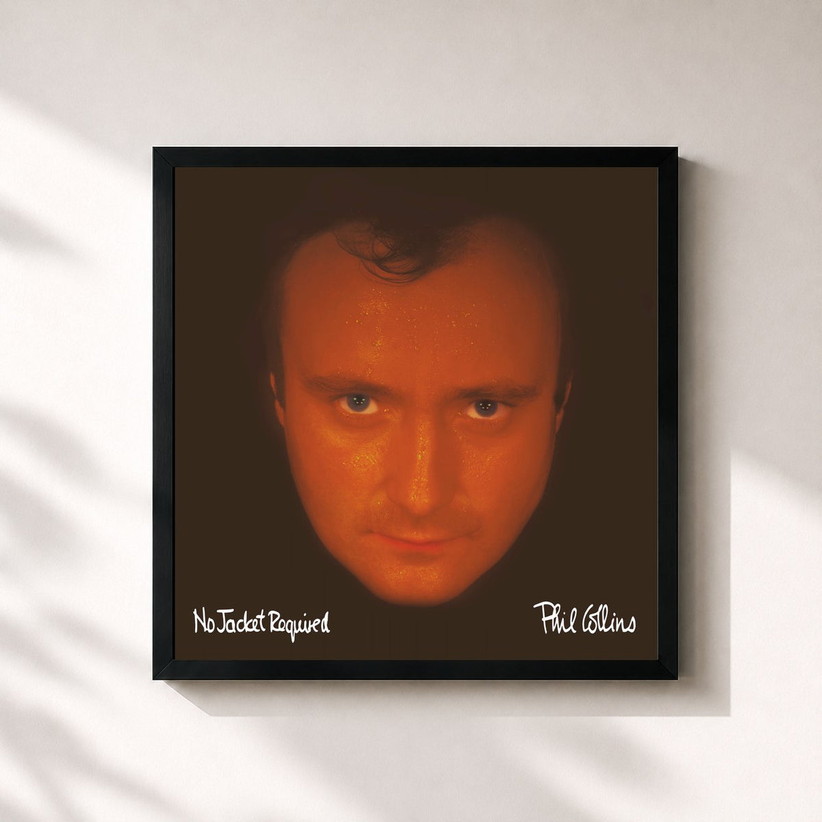 #noir Tableau carré de l'album No Jacket Required (2025 Mix) de Phil Collins, cadre noir 32x32 cm