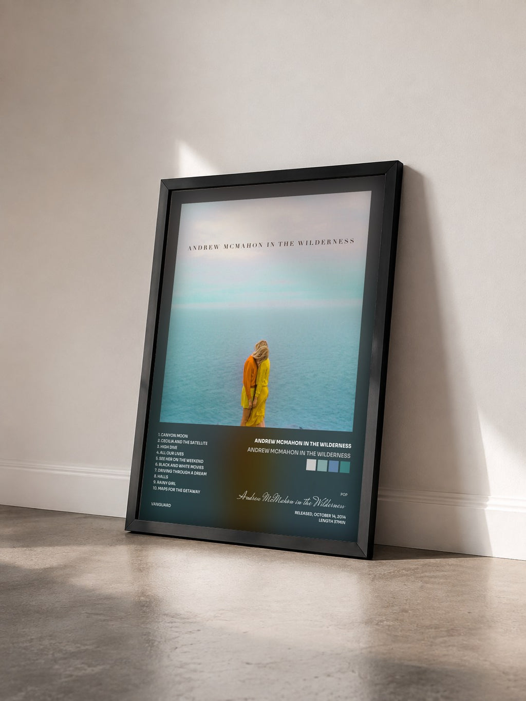#noir Tableau de l'album Andrew McMahon In The Wilderness de Andrew McMahon in the Wilderness vu de trois quarts, cadre noir