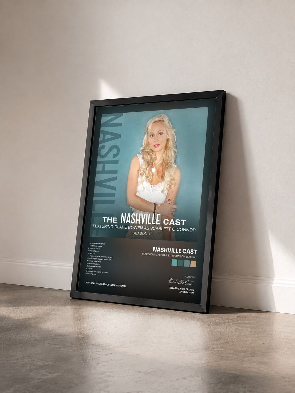 #noir Tableau de l'album Clare Bowen As Scarlett O'Connor, Season 1 de Nashville Cast vu de trois quarts, cadre noir