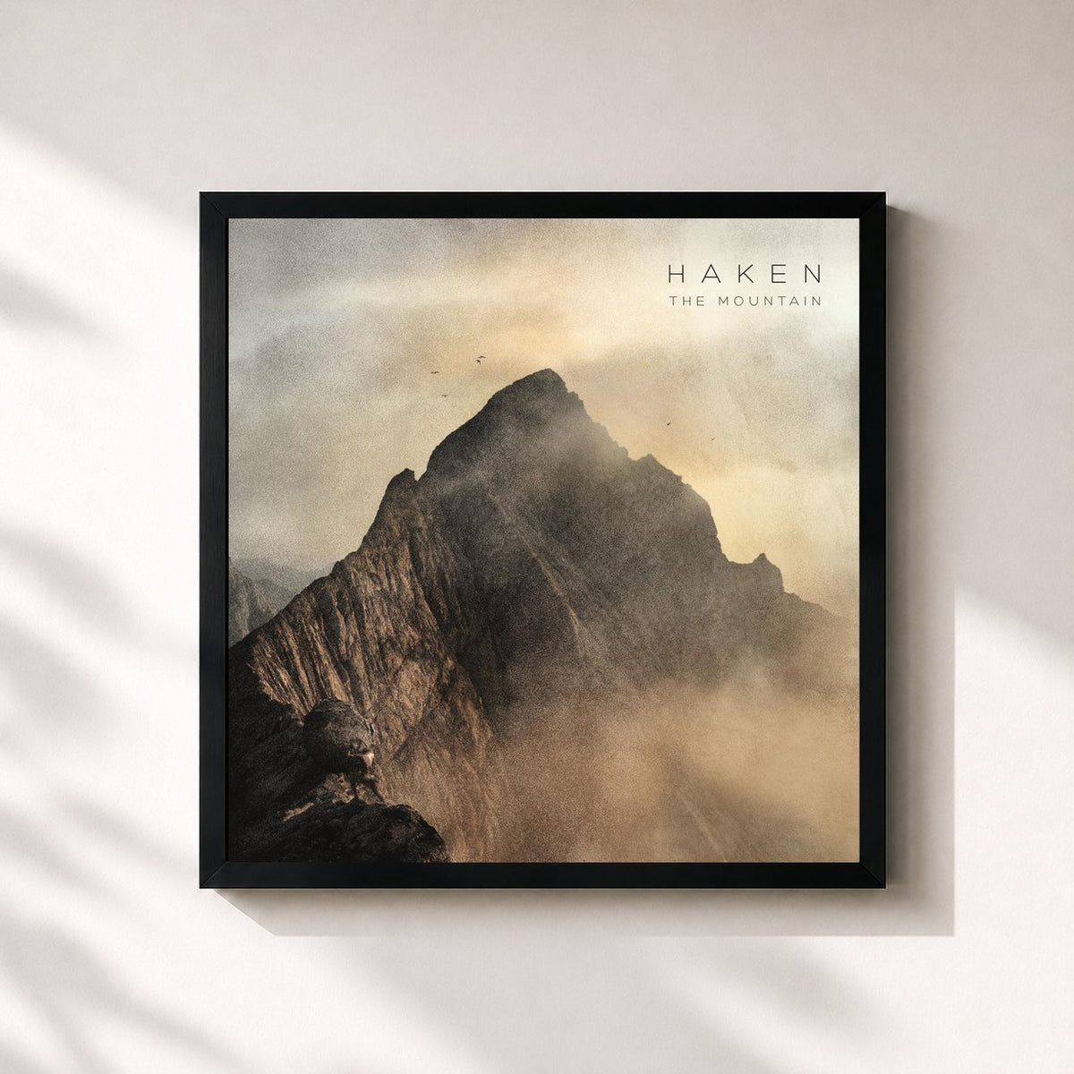 #noir Tableau carré de l'album The Mountain de Haken, cadre noir 32x32 cm