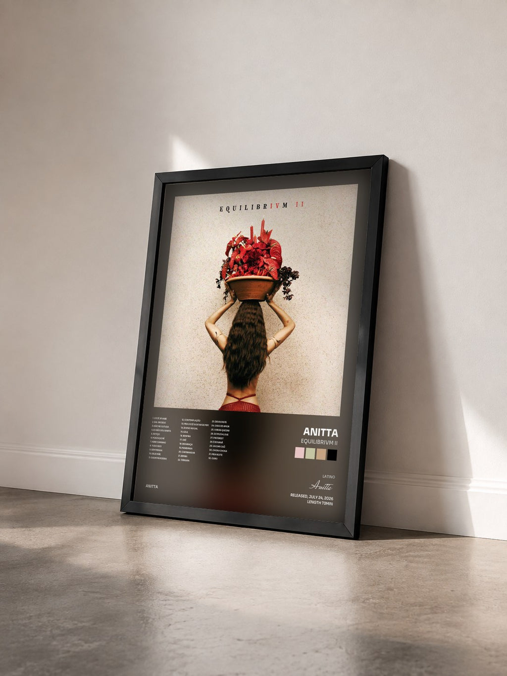 #noir Tableau de l'album EQUILIBRIVM II de Anitta vu de trois quarts, cadre noir