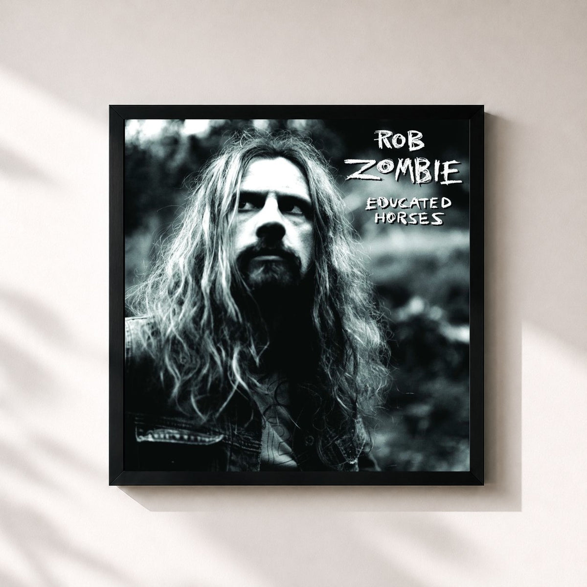 #noir Tableau carré de l'album Educated Horses de Rob Zombie, cadre noir 32x32 cm