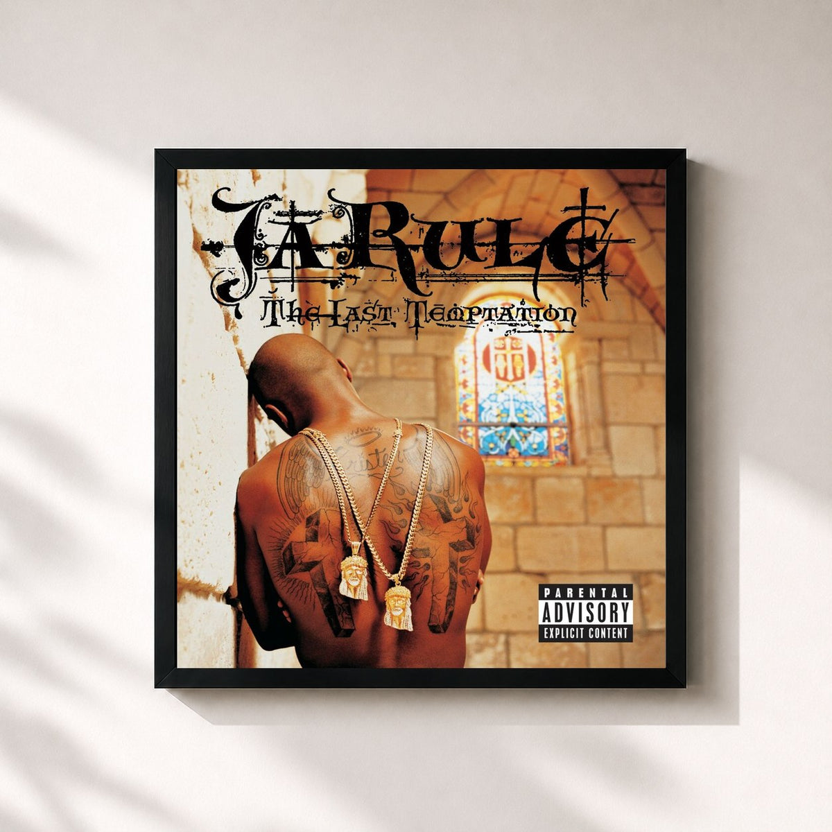 #noir Tableau carré de l'album The Last Temptation de Ja Rule, cadre noir 32x32 cm