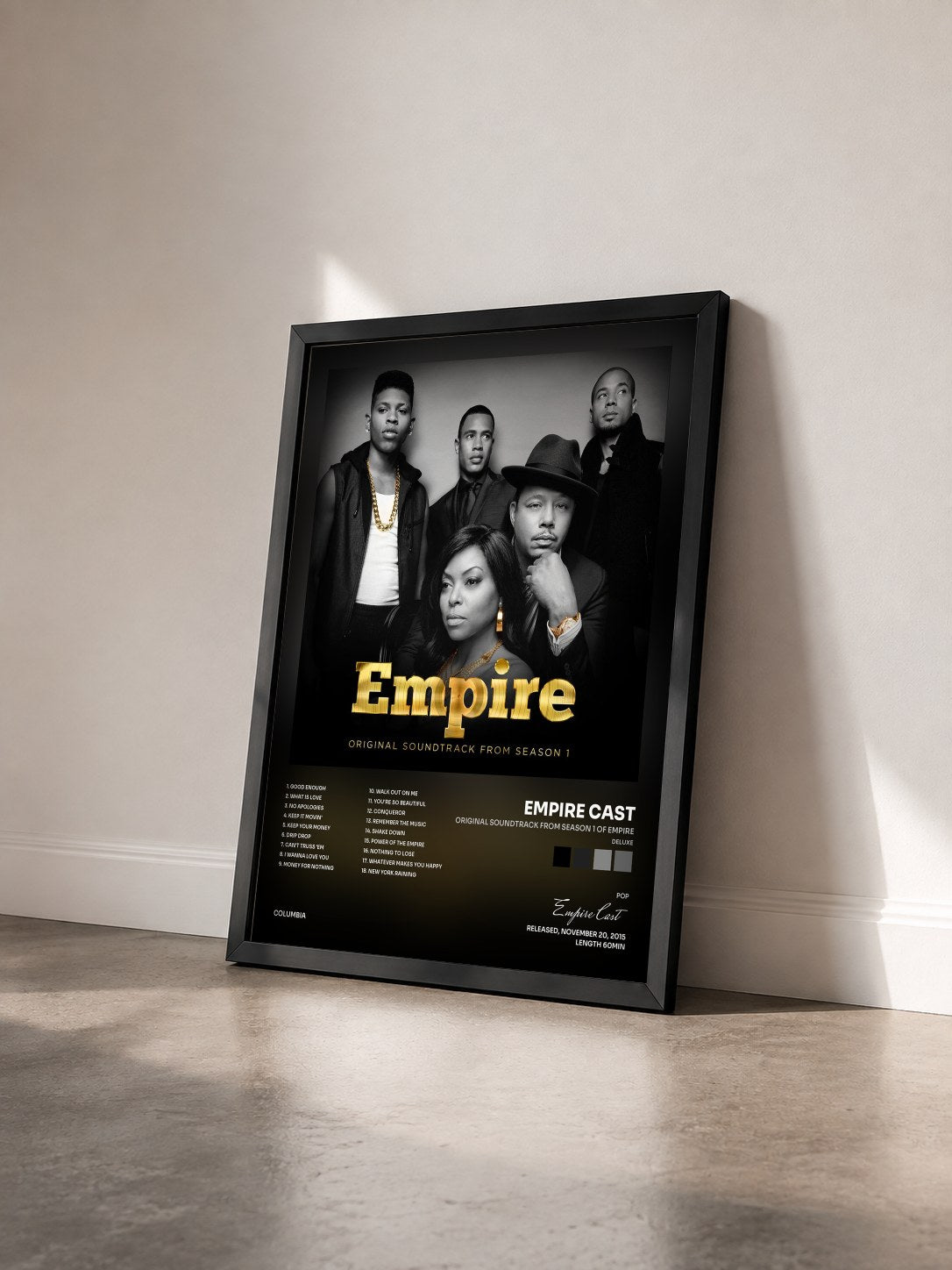 #noir Tableau de l'album Original Soundtrack from Season 1 of Empire (Deluxe) de Empire Cast vu de trois quarts, cadre noir