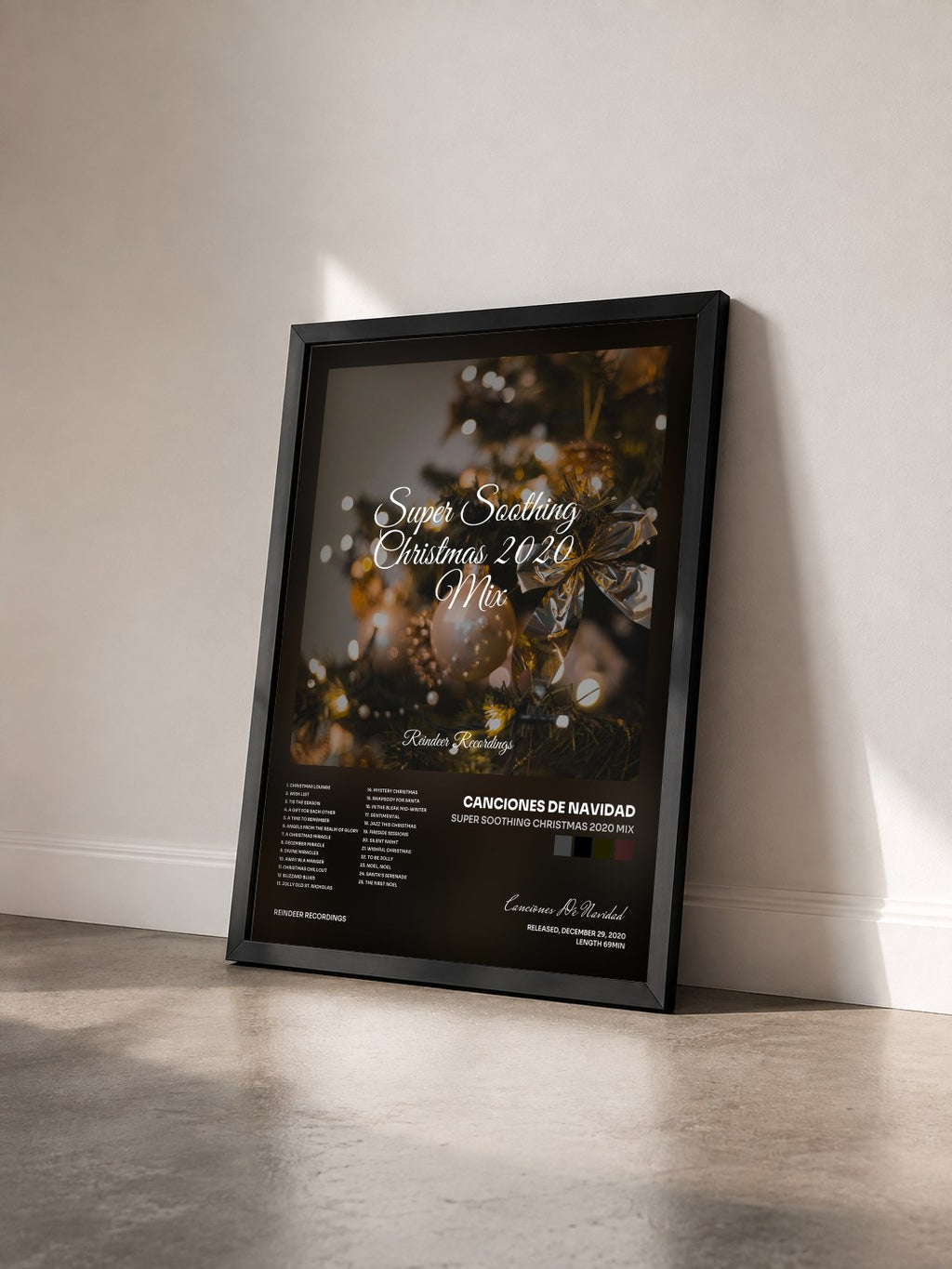 #noir Tableau de l'album Super Soothing Christmas 2020 Mix de Canciones De Navidad vu de trois quarts, cadre noir