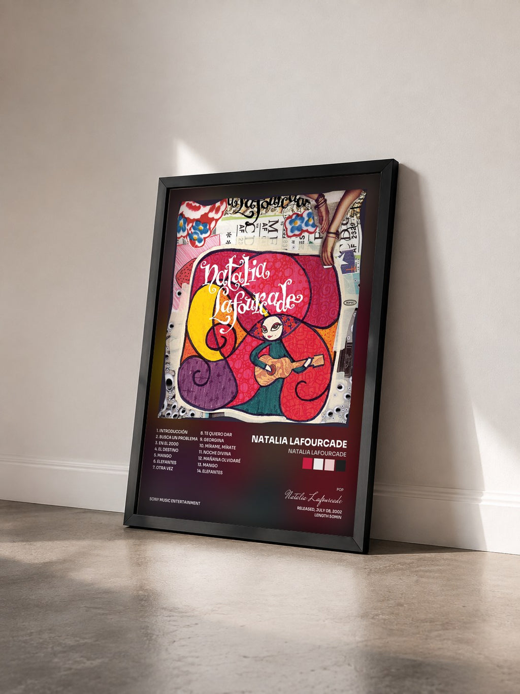 #noir Tableau de l'album Natalia Lafourcade de Natalia Lafourcade vu de trois quarts, cadre noir