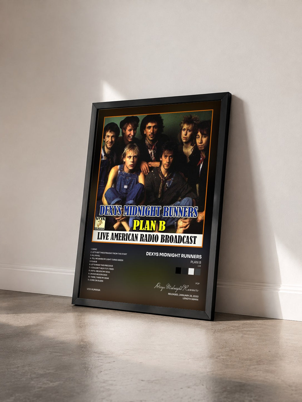#noir Tableau de l'album Plan B (Lve) de Dexys Midnight Runners vu de trois quarts, cadre noir