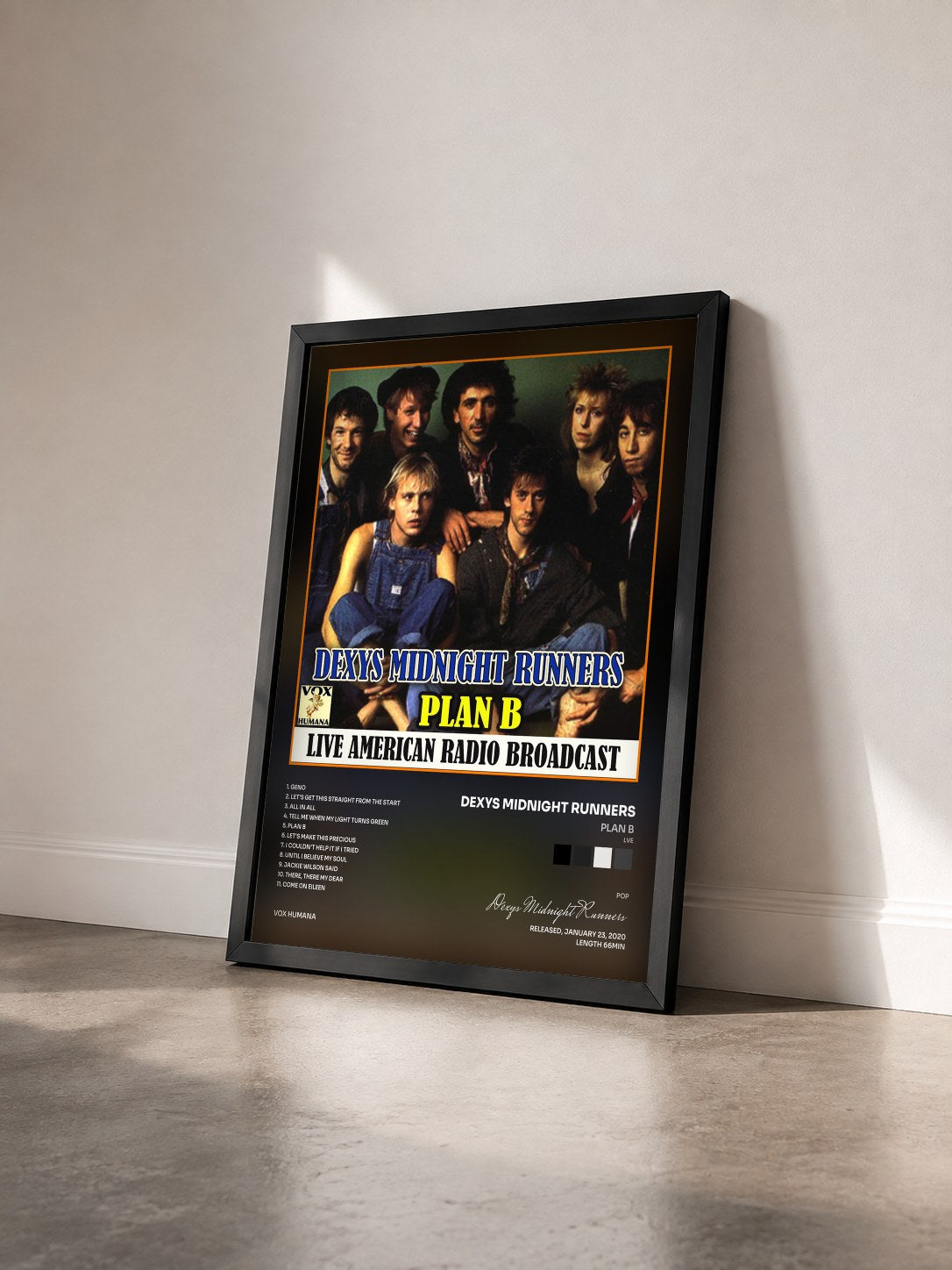 #noir Tableau de l'album Plan B (Lve) de Dexys Midnight Runners vu de trois quarts, cadre noir