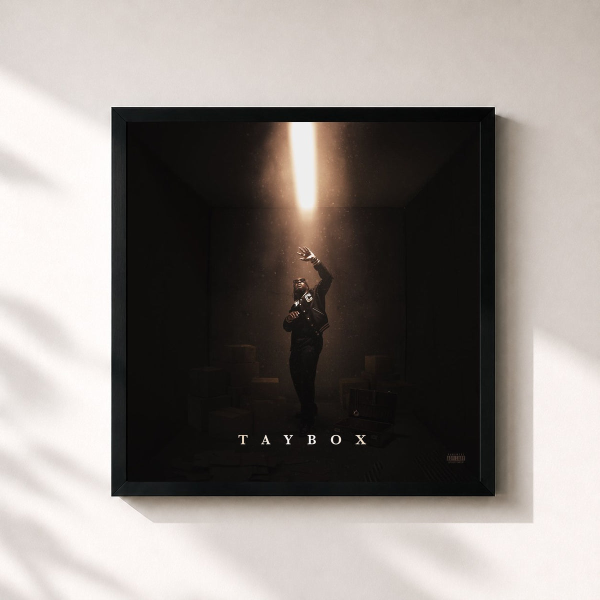 #noir Taybox de Tayron Kwidan's en lámina cuadrada enmarcada, marco negro de 32x32 cm