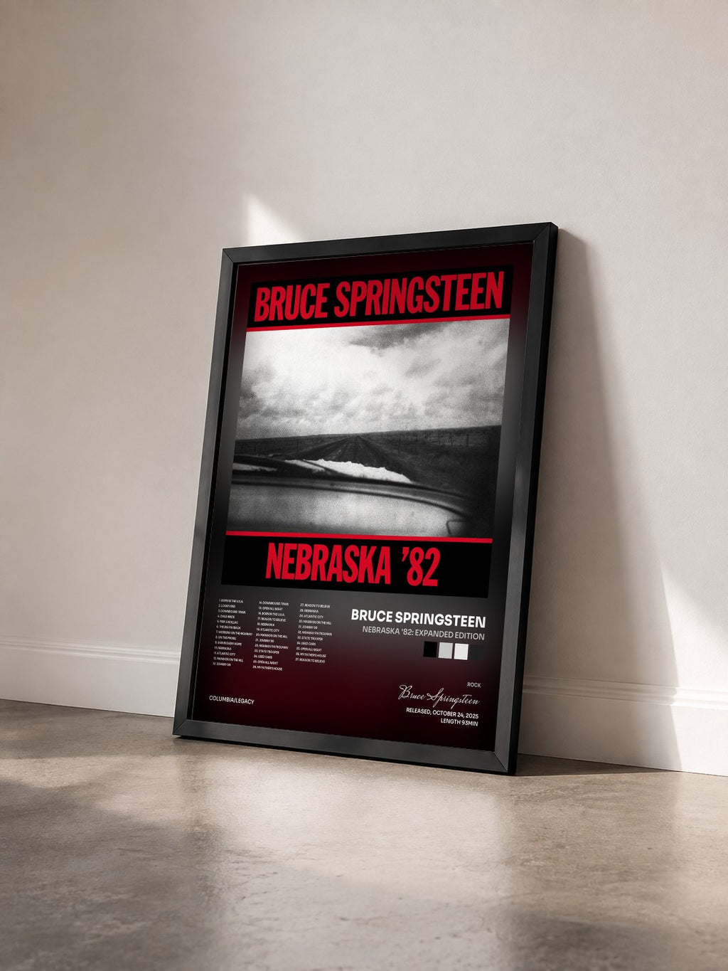 #noir Tableau de l'album Nebraska '82: Expanded Edition de Bruce Springsteen vu de trois quarts, cadre noir