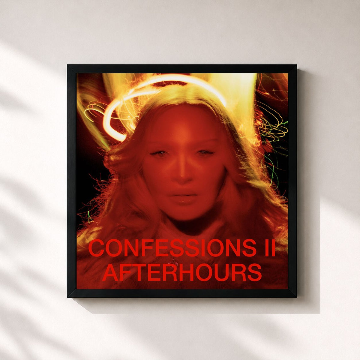 #noir Tableau carré de l'album CONFESSIONS II: Afterhours Edition de Madonna, cadre noir 32x32 cm