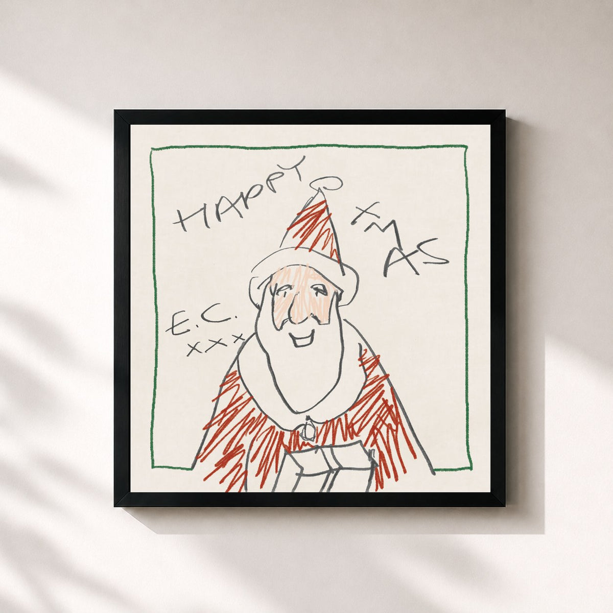 #noir Tableau carré de l'album Happy Xmas de Eric Clapton, cadre noir 32x32 cm