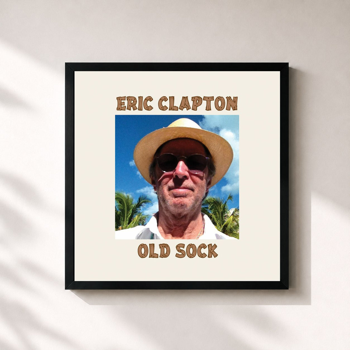 #noir Tableau carré de l'album Old Sock de Eric Clapton, cadre noir 32x32 cm