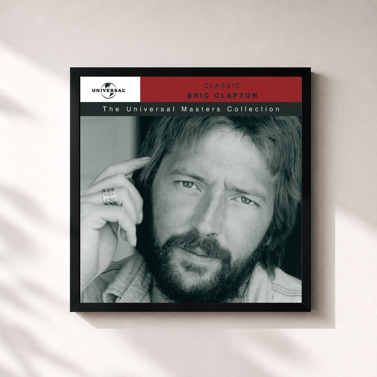 #noir Tableau carré de l'album Classic Eric Clapton de Eric Clapton, cadre noir 32x32 cm
