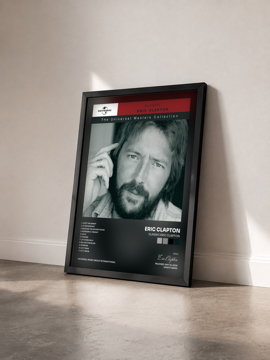 #noir Tableau de l'album Classic Eric Clapton de Eric Clapton vu de trois quarts, cadre noir
