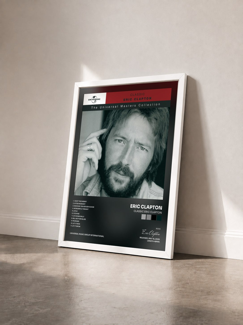 #blanc Classic Eric Clapton von Eric Clapton als gerahmter Kunstdruck von schräg gesehen, weißer Rahmen