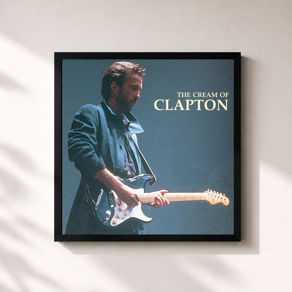 #noir Tableau carré de l'album The Cream Of Clapton de Eric Clapton, cadre noir 32x32 cm