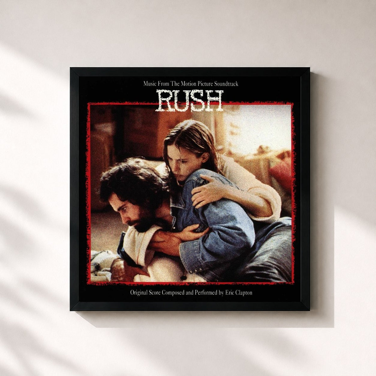 #noir Rush (Music from the Motion Picture Soundtrack) di Eric Clapton in stampa quadrata incorniciata, cornice nera 32x32 cm