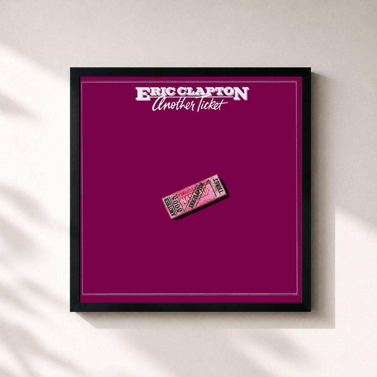 #noir Another Ticket di Eric Clapton in stampa quadrata incorniciata, cornice nera 32x32 cm