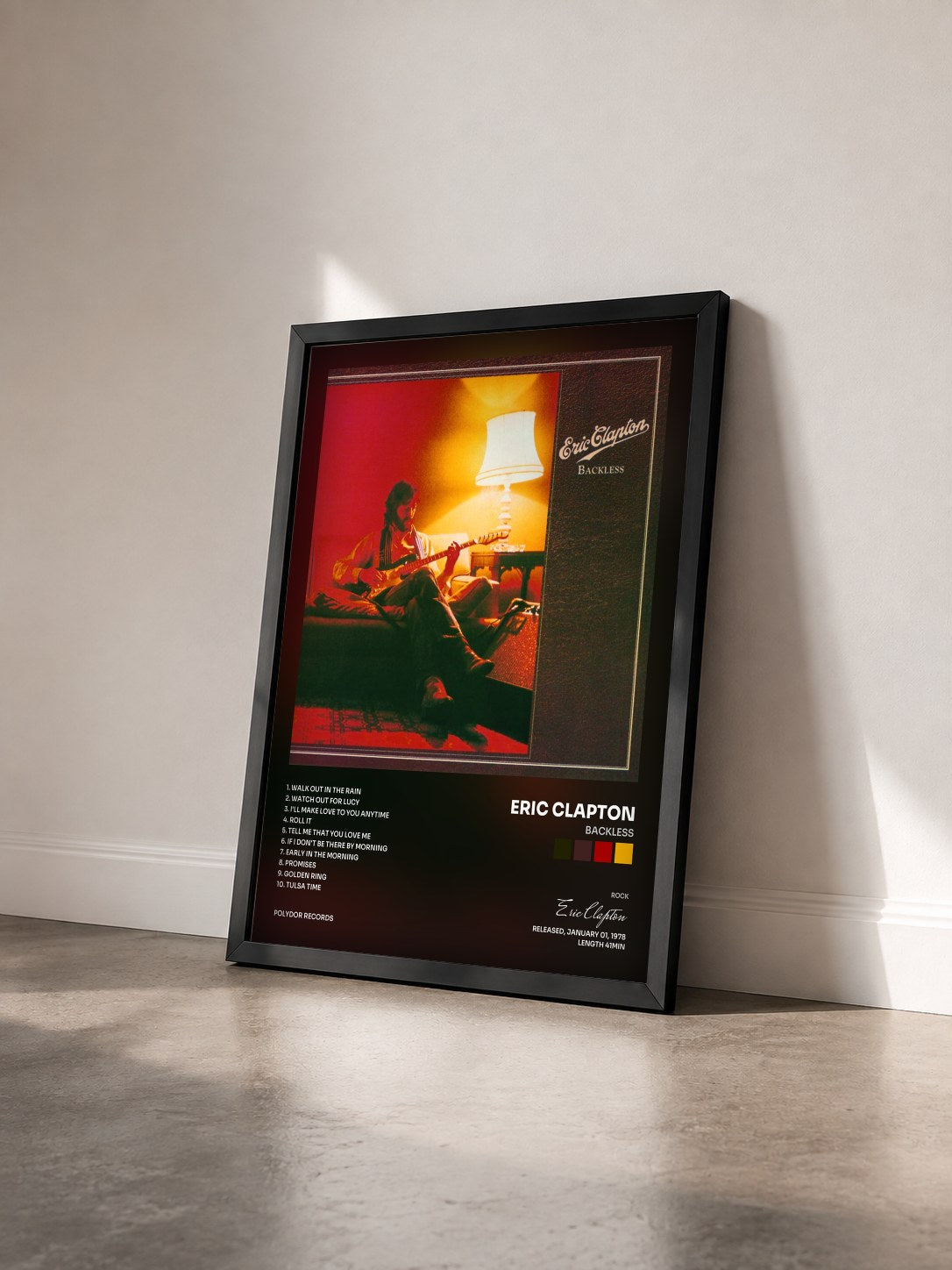 #noir Backless di Eric Clapton in stampa incorniciata vista di tre quarti, cornice nera