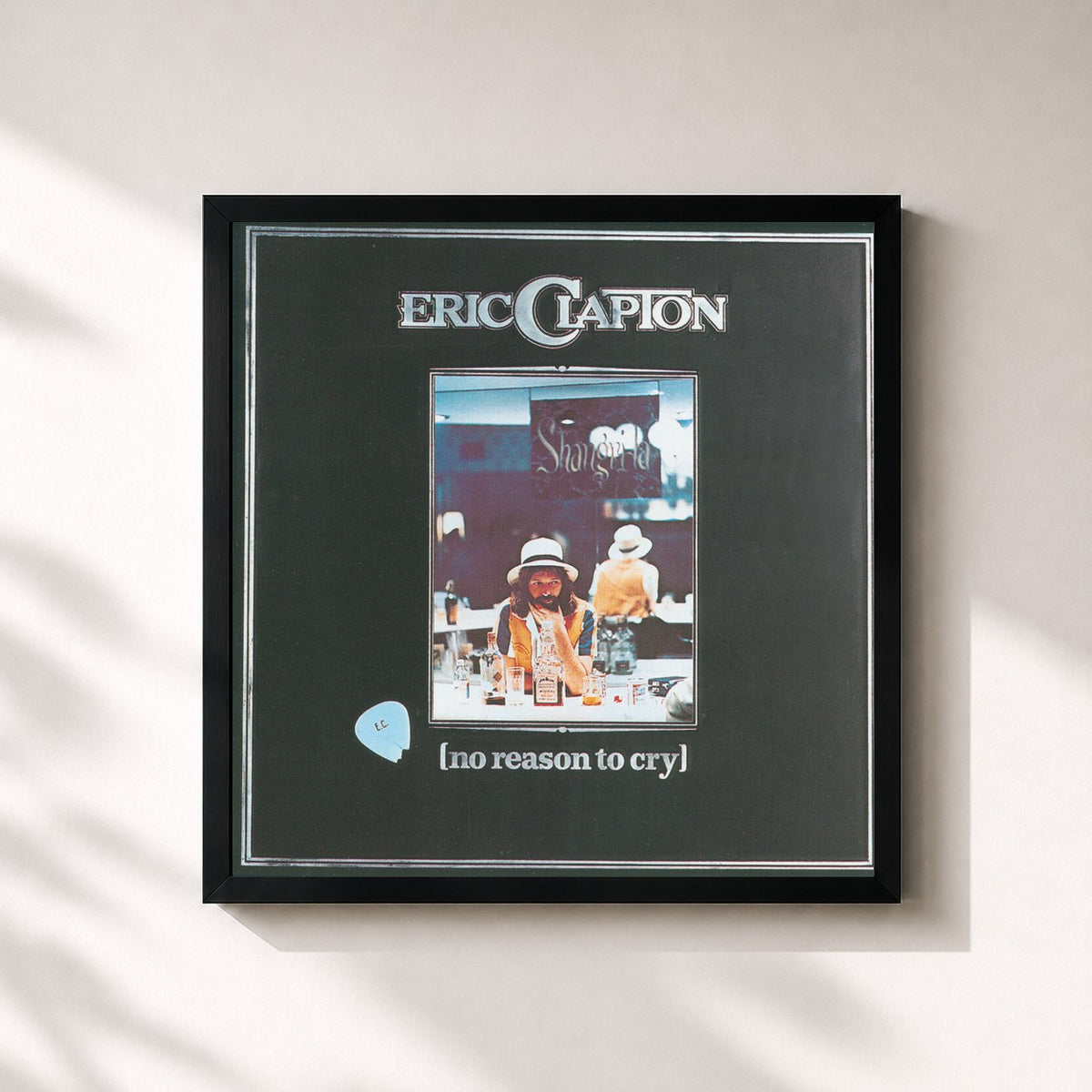 #noir No Reason To Cry di Eric Clapton in stampa quadrata incorniciata, cornice nera 32x32 cm