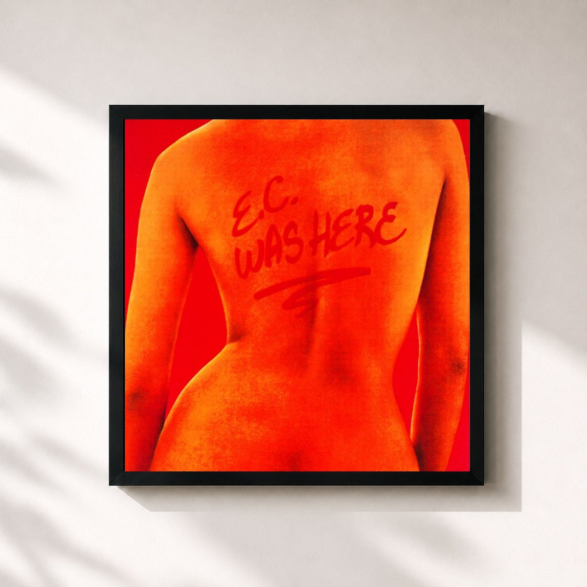 #noir Tableau carré de l'album E.C. Was Here de Eric Clapton, cadre noir 32x32 cm