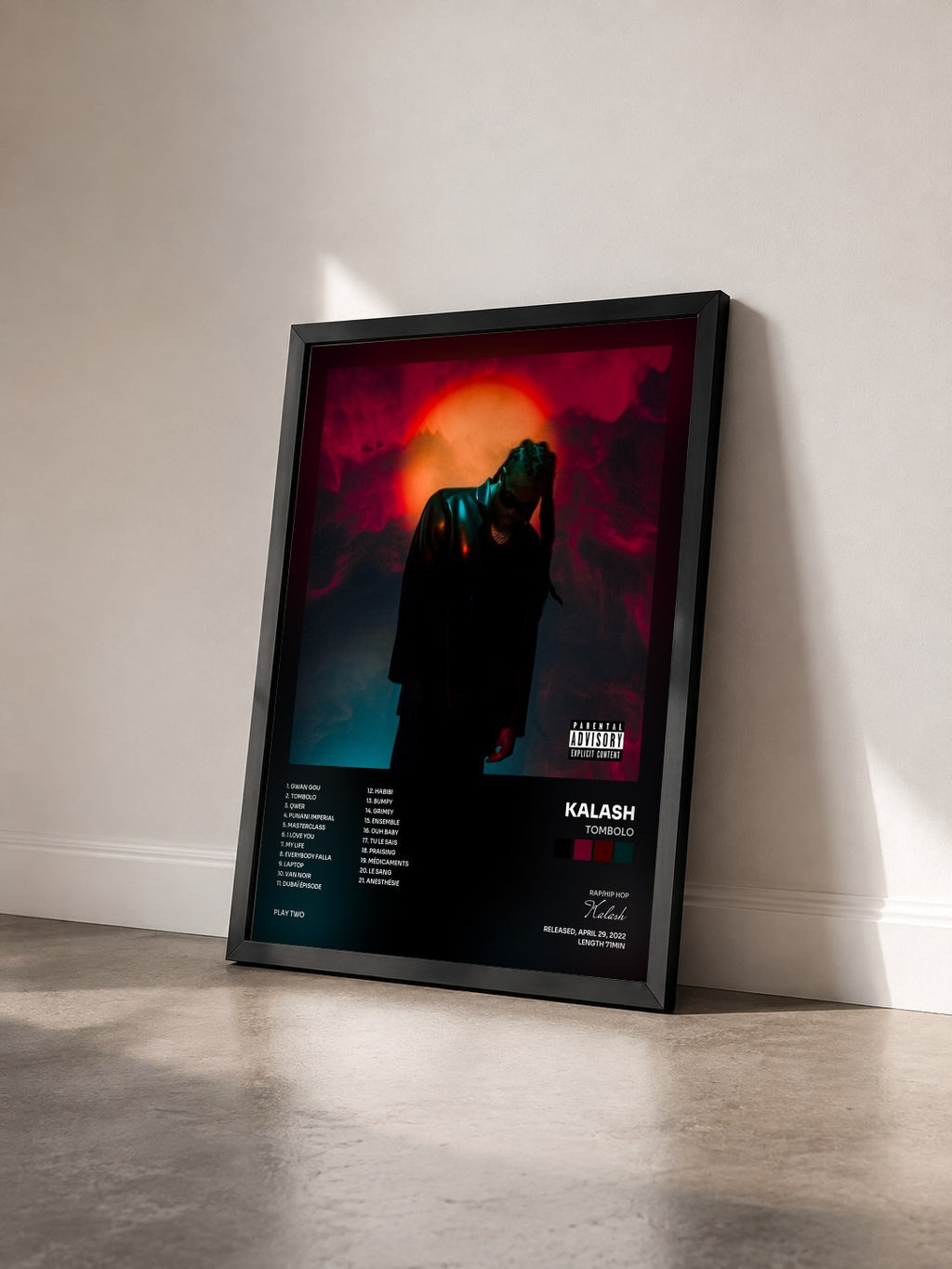 #noir Tombolo by Kalash as a framed art print seen at an angle, black frame