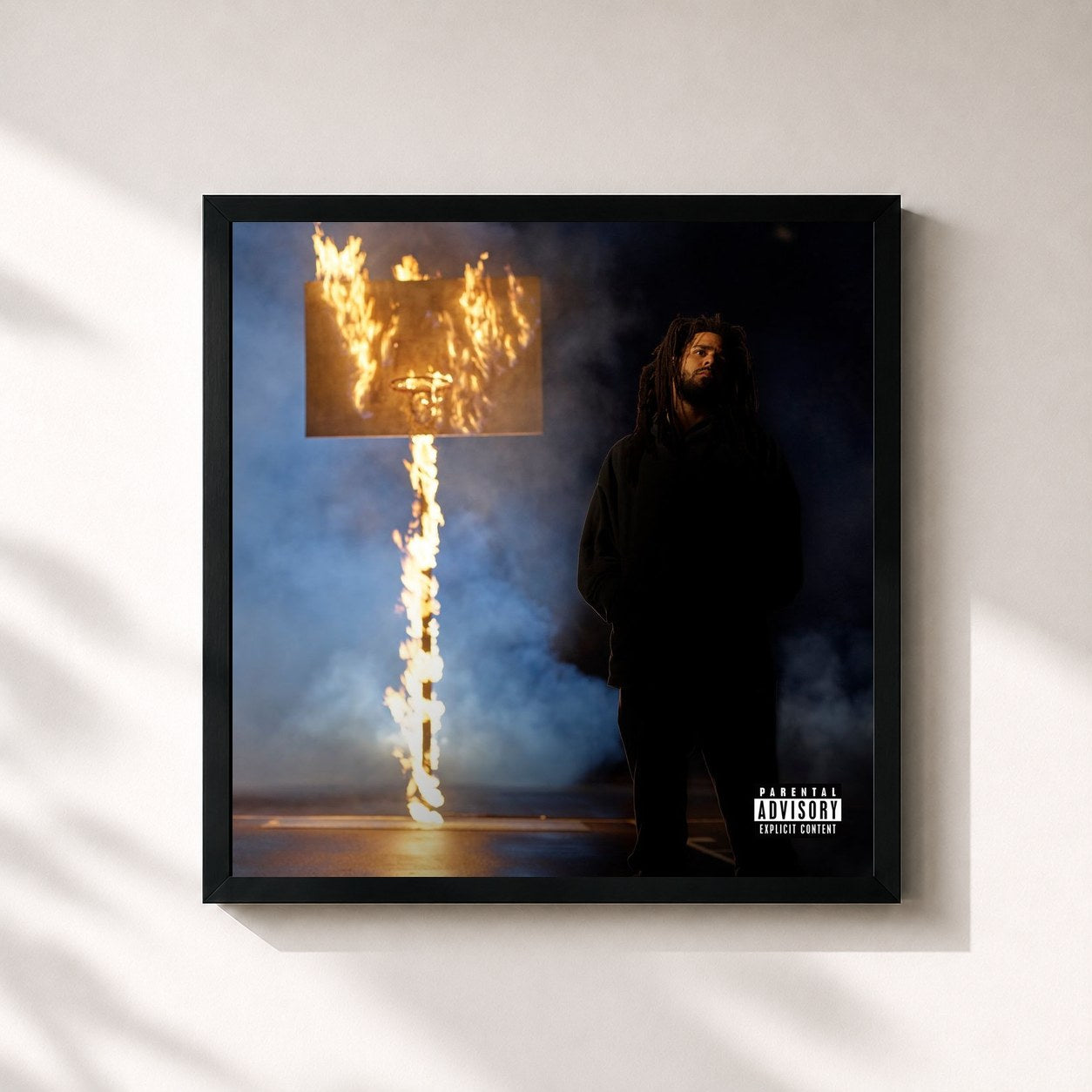 #noir Tableau carré de l'album The Off-Season de J. Cole, cadre noir 32x32 cm
