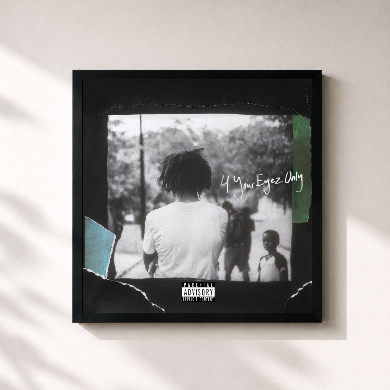 #noir Tableau carré de l'album 4 Your Eyez Only de J. Cole, cadre noir 32x32 cm