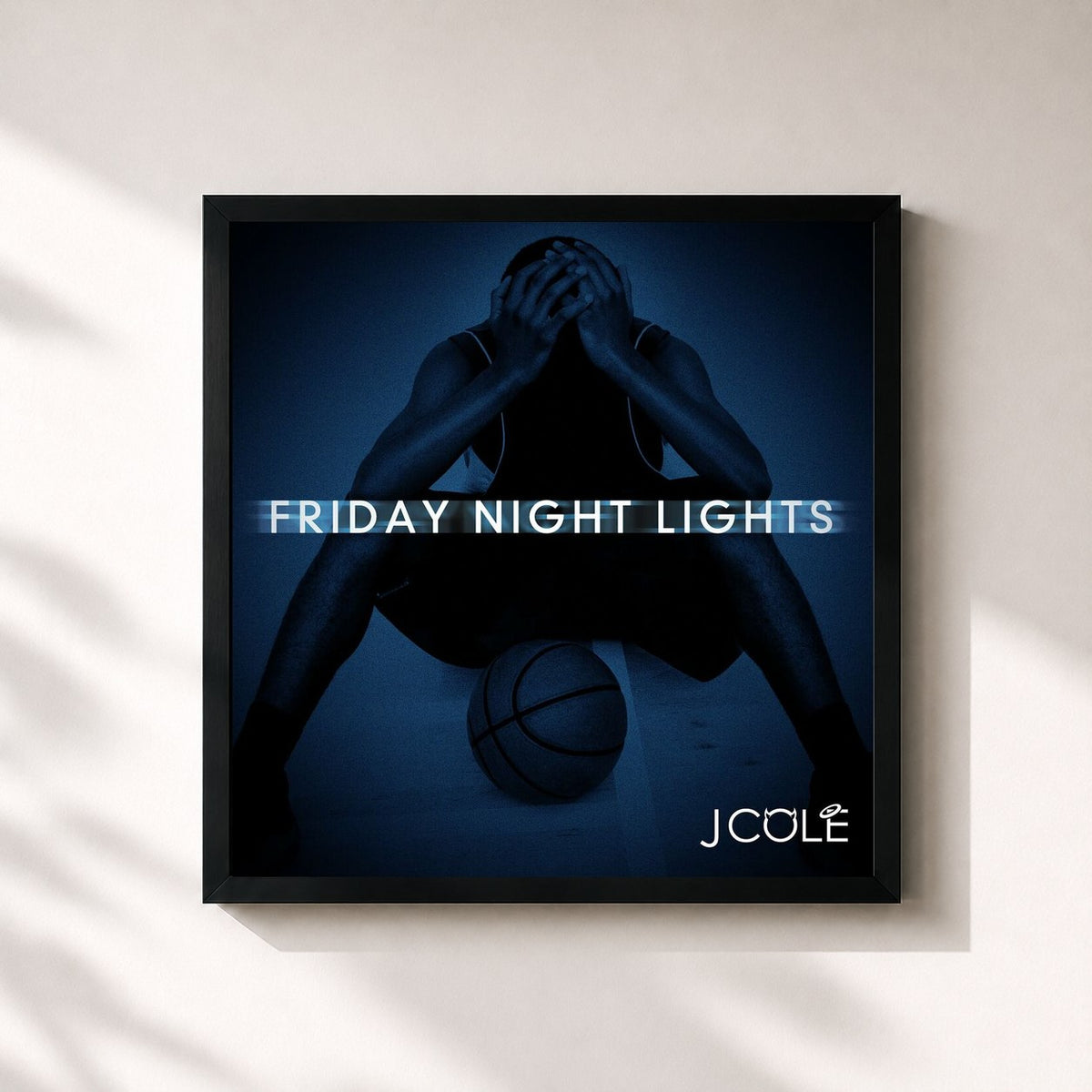 #noir Tableau carré de l'album Friday Night Lights de J. Cole, cadre noir 32x32 cm