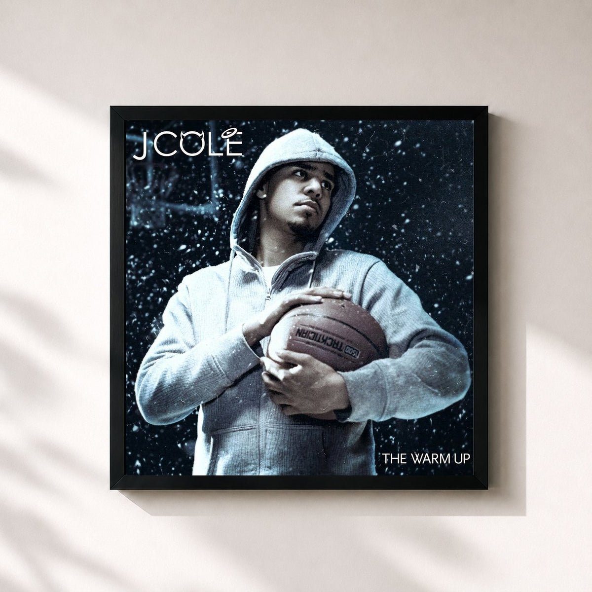 #noir Tableau carré de l'album The Warm Up de J. Cole, cadre noir 32x32 cm