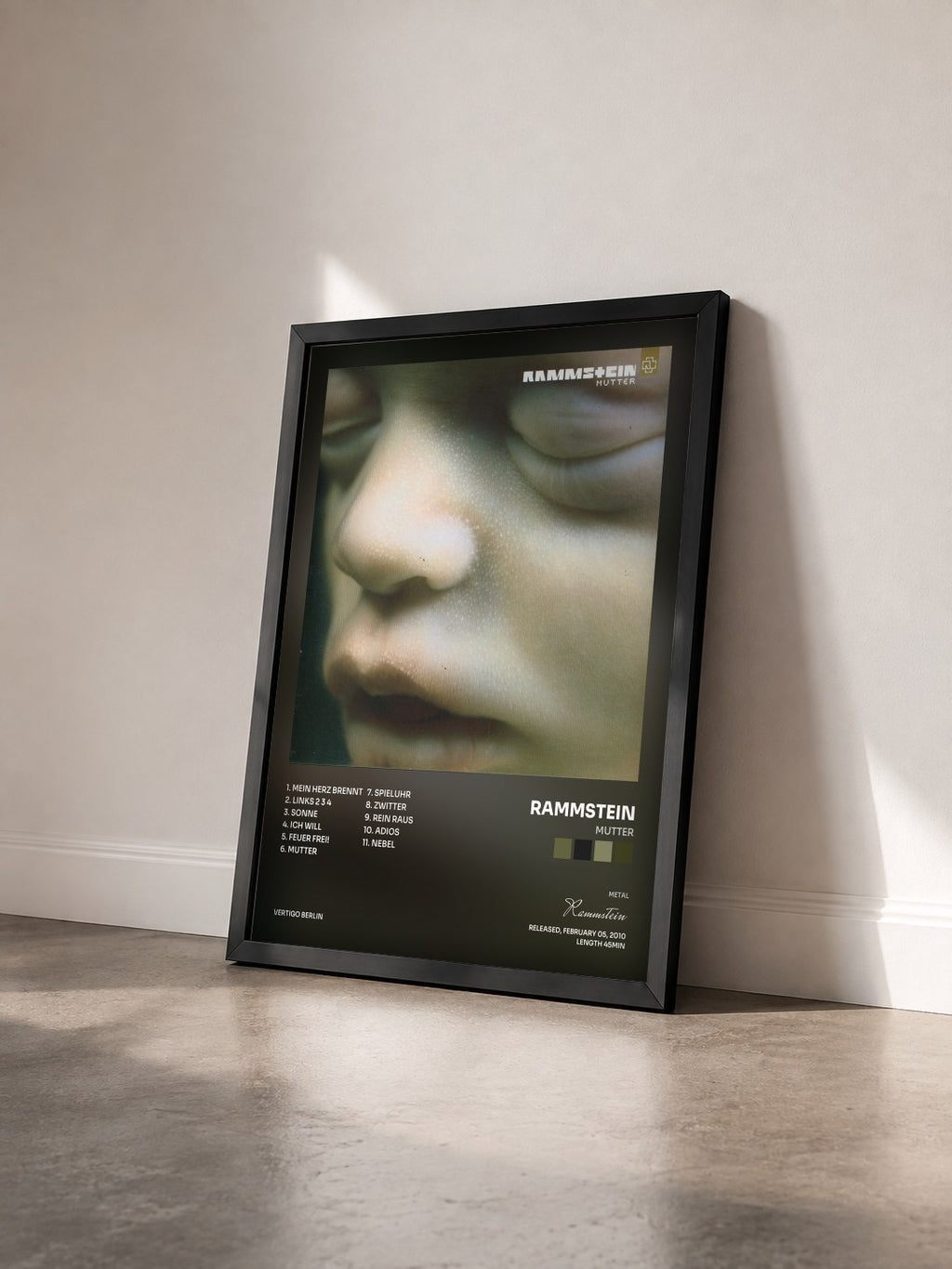 #noir Mutter by Rammstein as a framed art print seen at an angle, black frame
