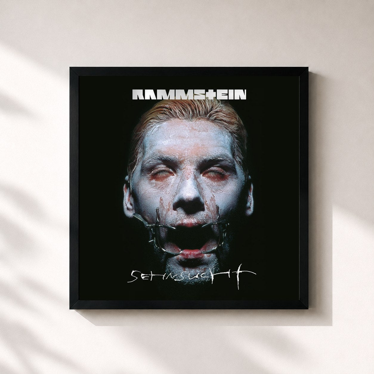 #noir Tableau carré de l'album Sehnsucht de Rammstein, cadre noir 32x32 cm
