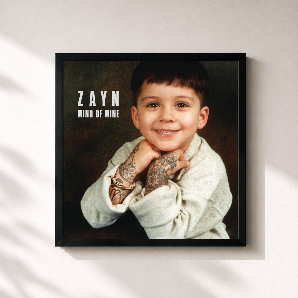 #noir Tableau carré de l'album Mind Of Mine (Deluxe Edition) de ZAYN, cadre noir 32x32 cm