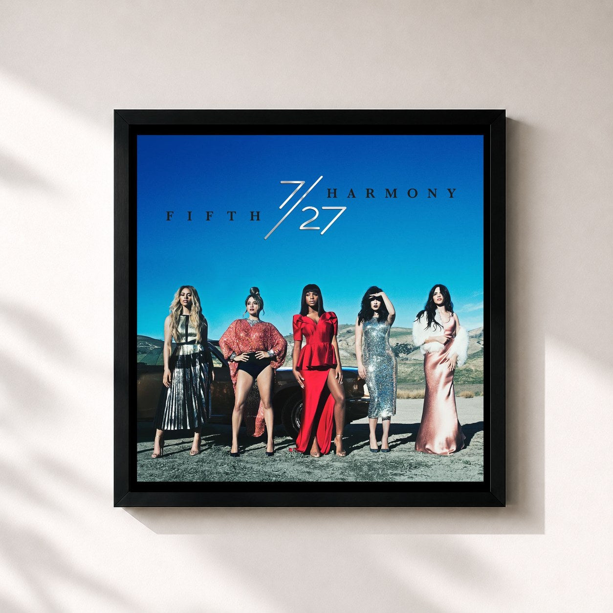 #noir Tableau carré de l'album 7/27 (Deluxe) de Fifth Harmony, cadre noir 32x32 cm