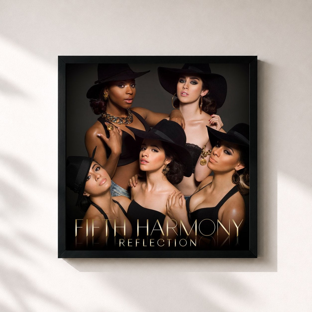 #noir Tableau carré de l'album Reflection (Deluxe) de Fifth Harmony, cadre noir 32x32 cm