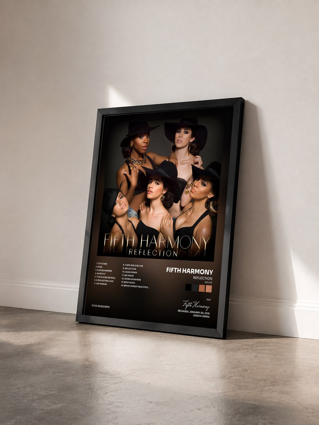 #noir Tableau de l'album Reflection (Deluxe) de Fifth Harmony vu de trois quarts, cadre noir