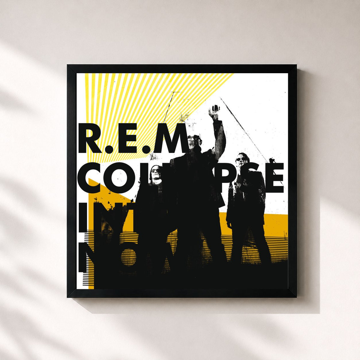 #noir Tableau carré de l'album Collapse Into Now de R.E.M., cadre noir 32x32 cm