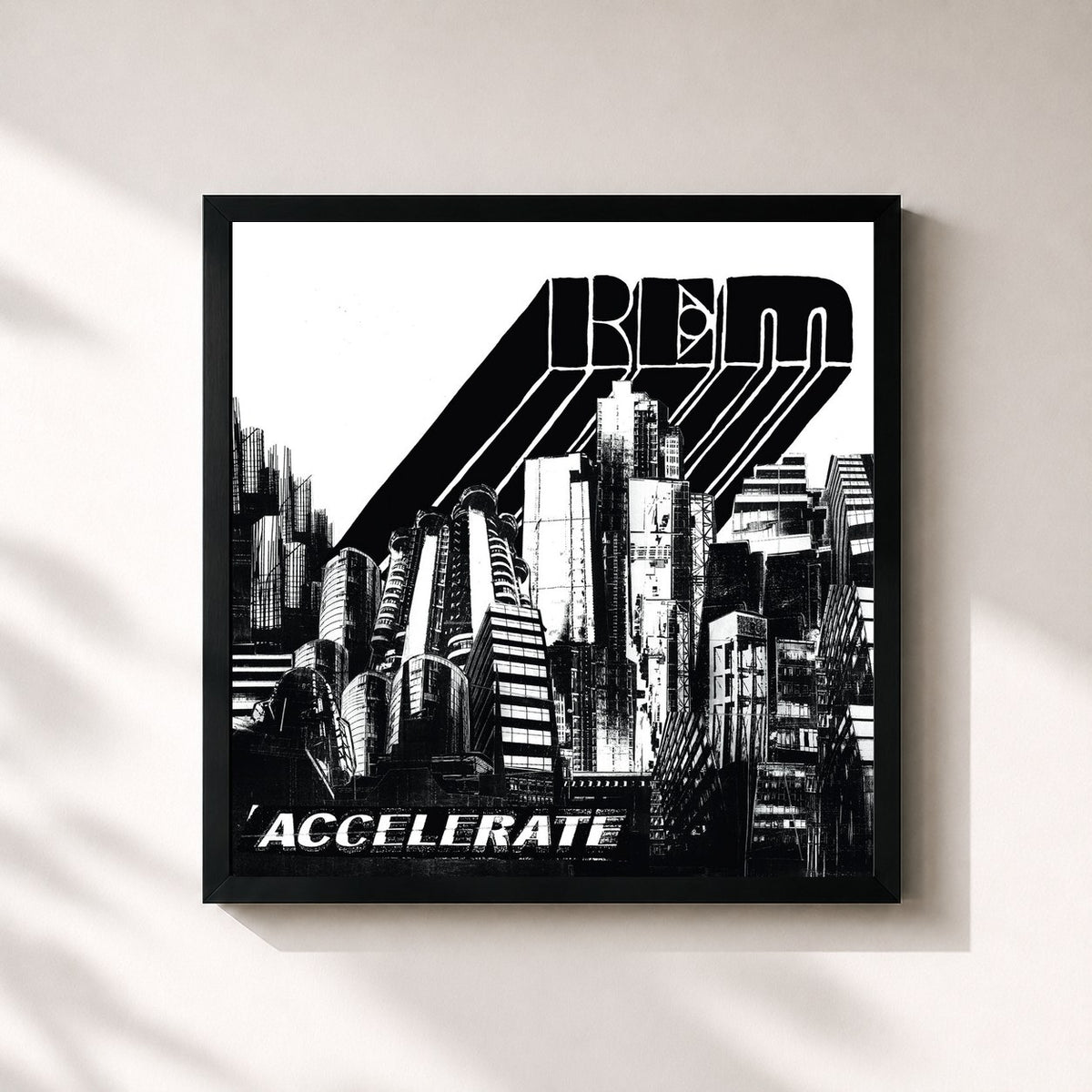 #noir Tableau carré de l'album Accelerate de R.E.M., cadre noir 32x32 cm