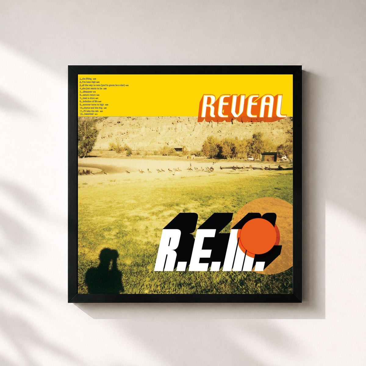 #noir Tableau carré de l'album Reveal de R.E.M., cadre noir 32x32 cm