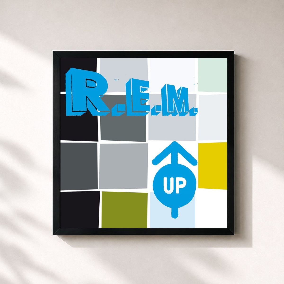 #noir Tableau carré de l'album Up de R.E.M., cadre noir 32x32 cm