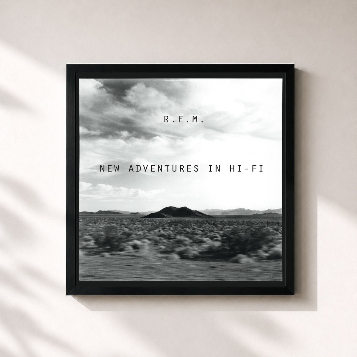 #noir Tableau carré de l'album New Adventures In Hi-Fi de R.E.M., cadre noir 32x32 cm