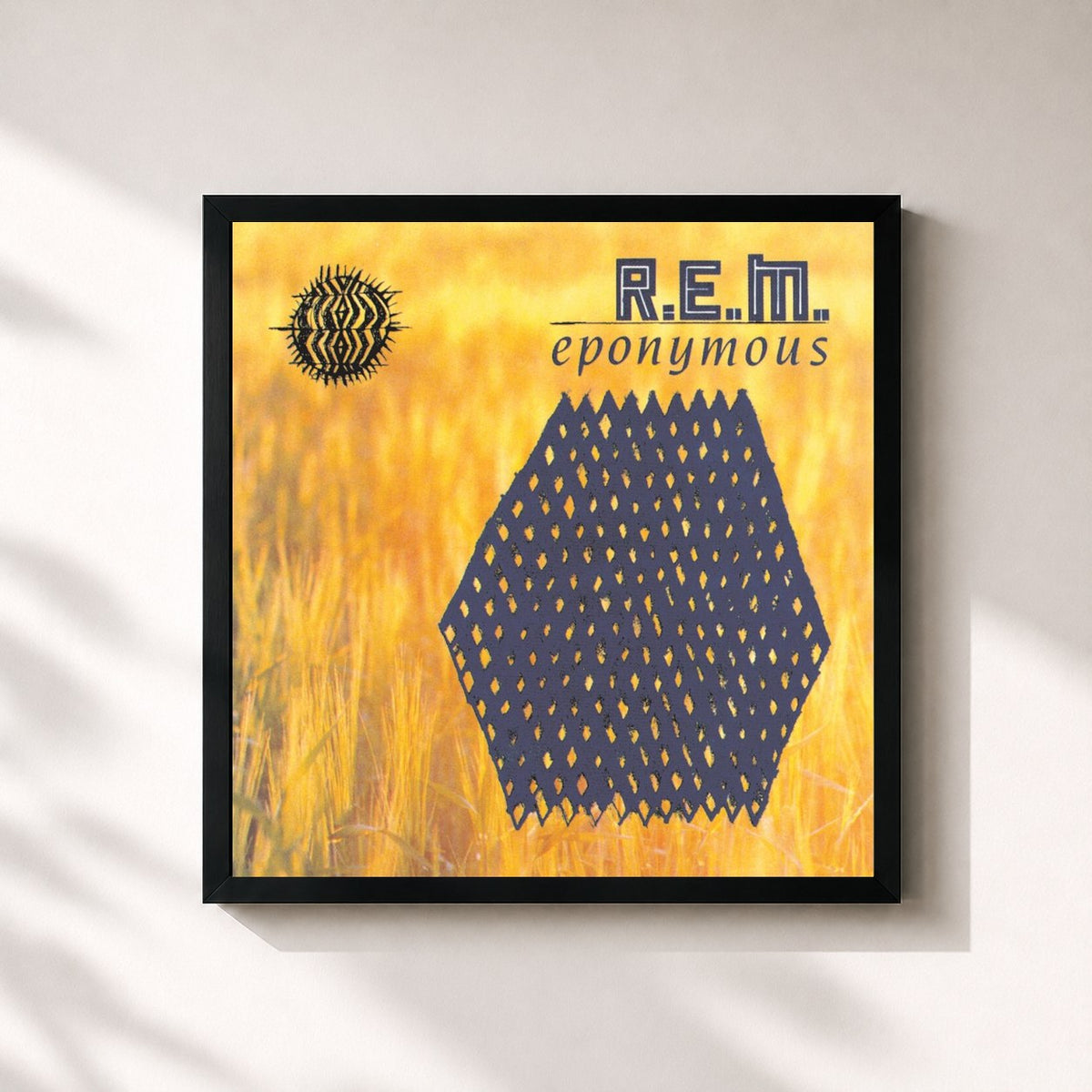 #noir Tableau carré de l'album Eponymous de R.E.M., cadre noir 32x32 cm