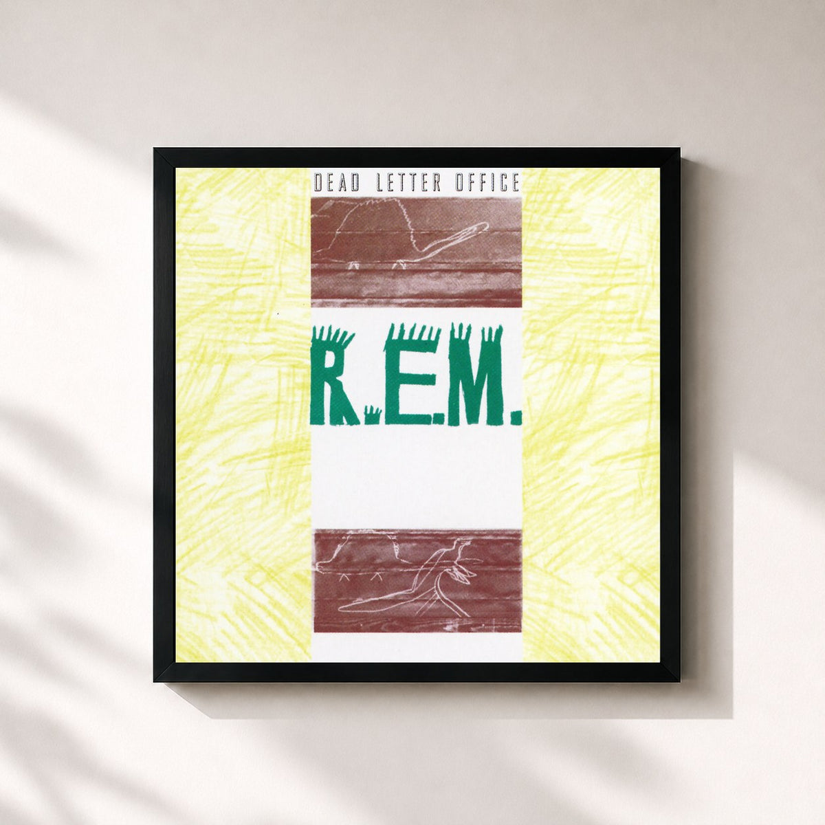 #noir Tableau carré de l'album Dead Letter Office de R.E.M., cadre noir 32x32 cm